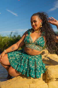 Teal Mermaid Micro Mini skirt set