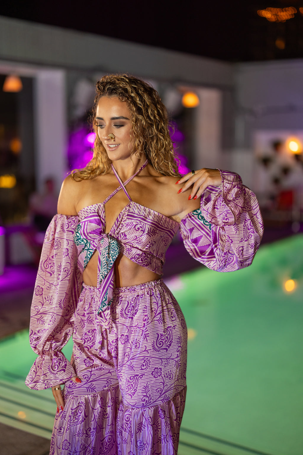 Pastel Bloom Sharara Pants Set