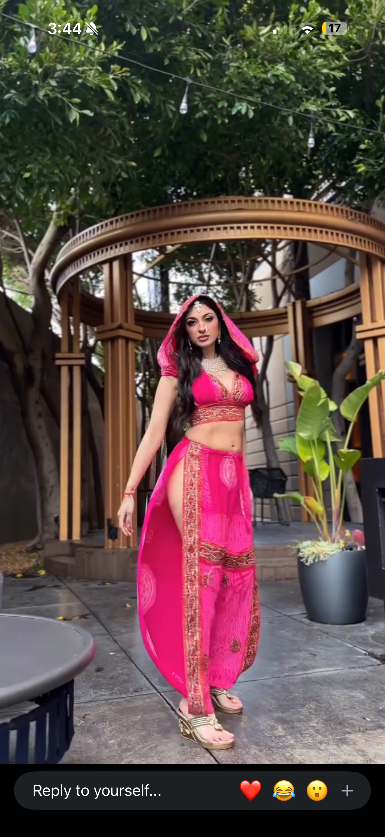 Pink Bandhani Lotus Jasmine Set