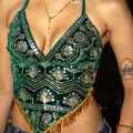 Emerald Venus Velvet Sequin Top