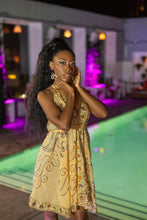 Load image into Gallery viewer, Gold Lotus Mini Magic Dress
