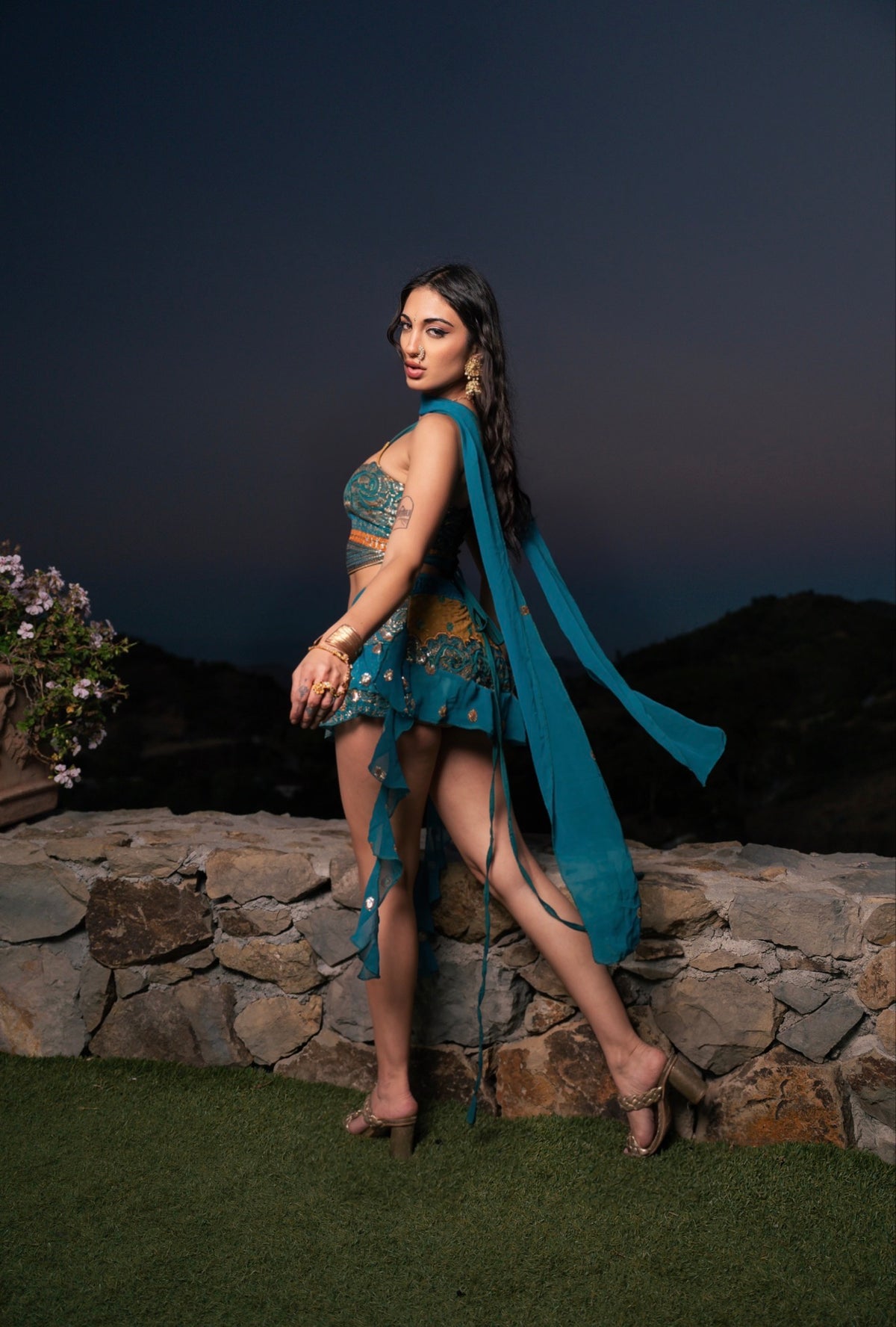 Blue Sun Shakti Mini Skirt Set