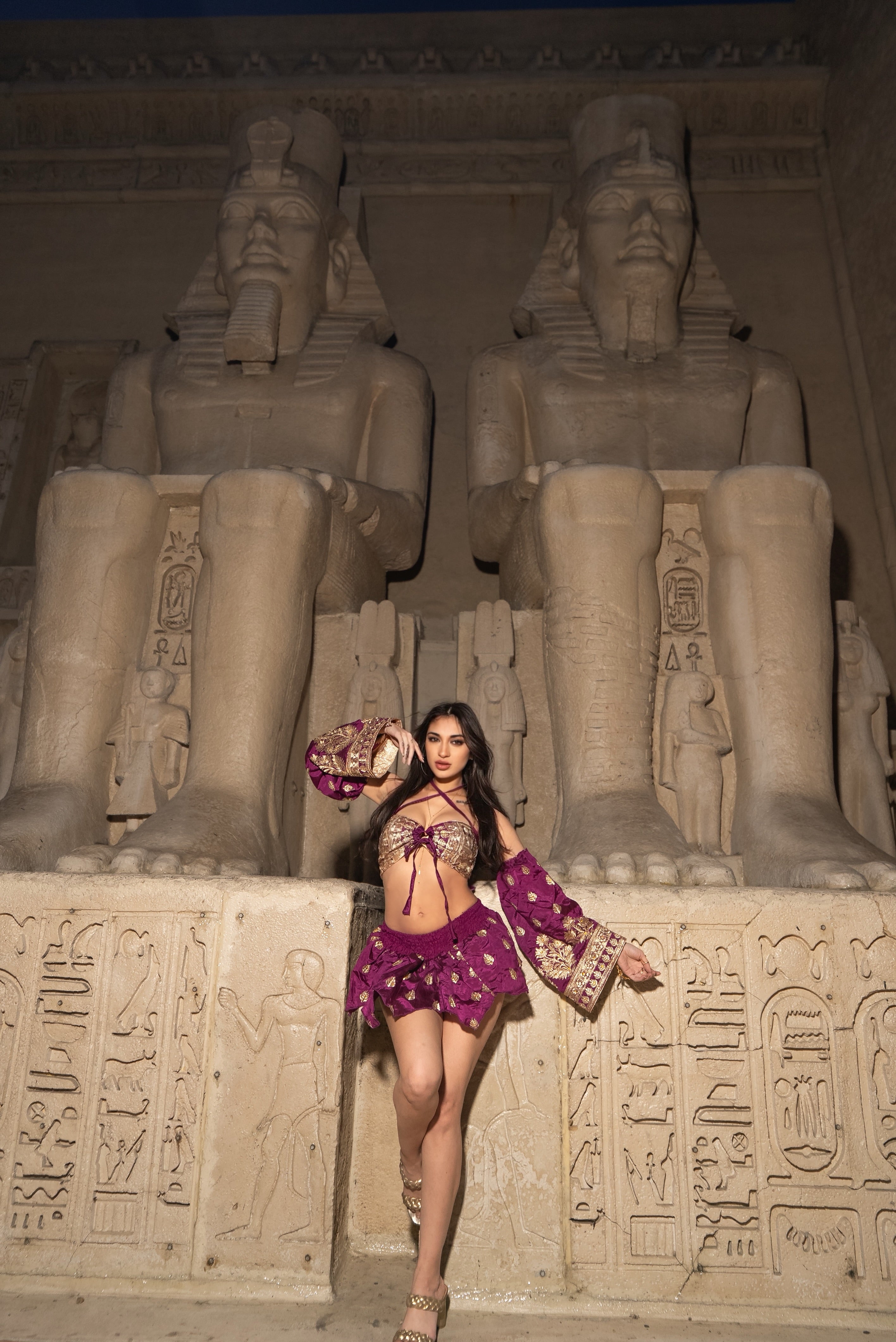 Golden Amethyst Lotus Mini Skirt Set