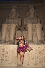 Load image into Gallery viewer, Golden Amethyst Lotus Mini Skirt Set

