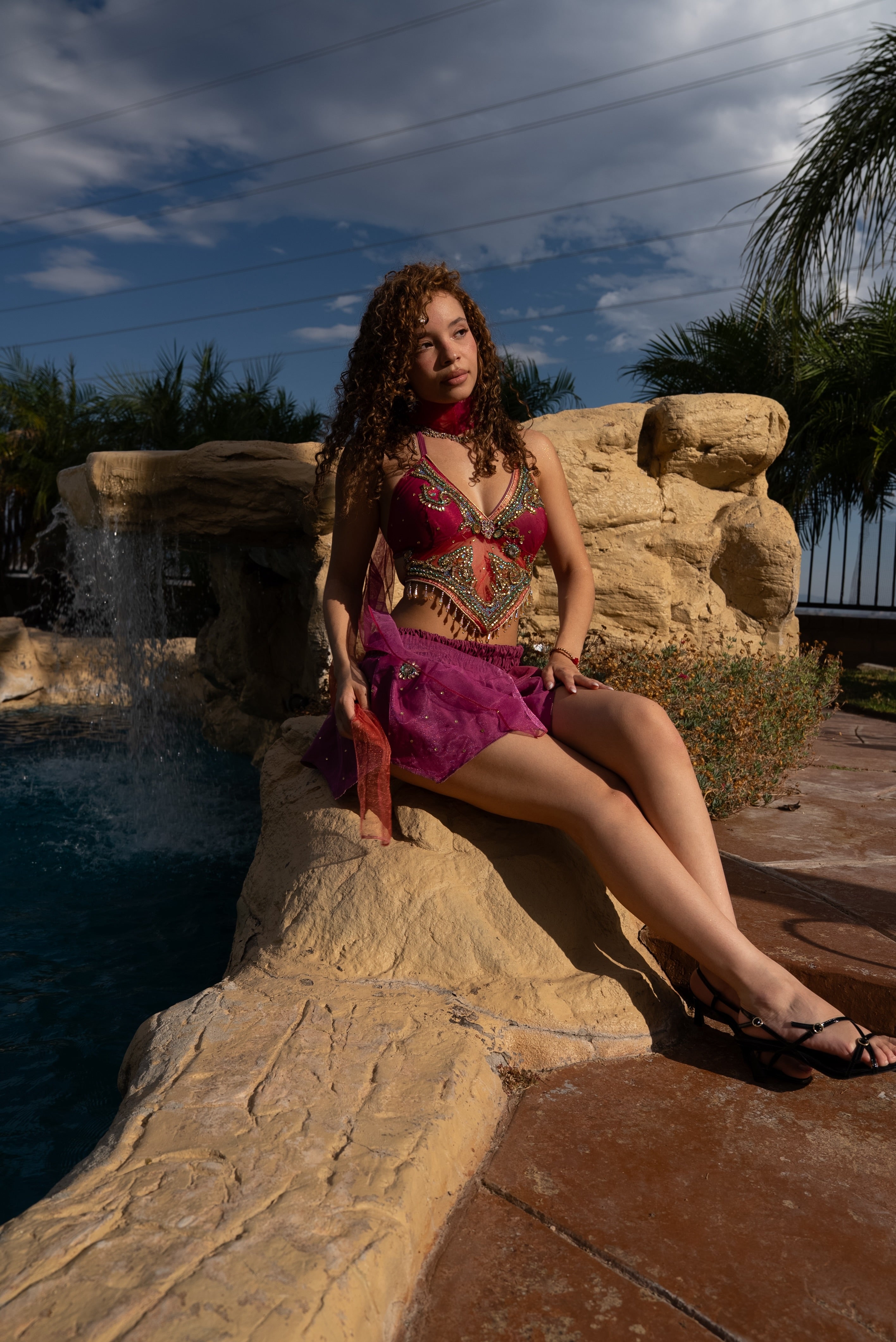 Rose Quartz Lotus Mini Skirt Set