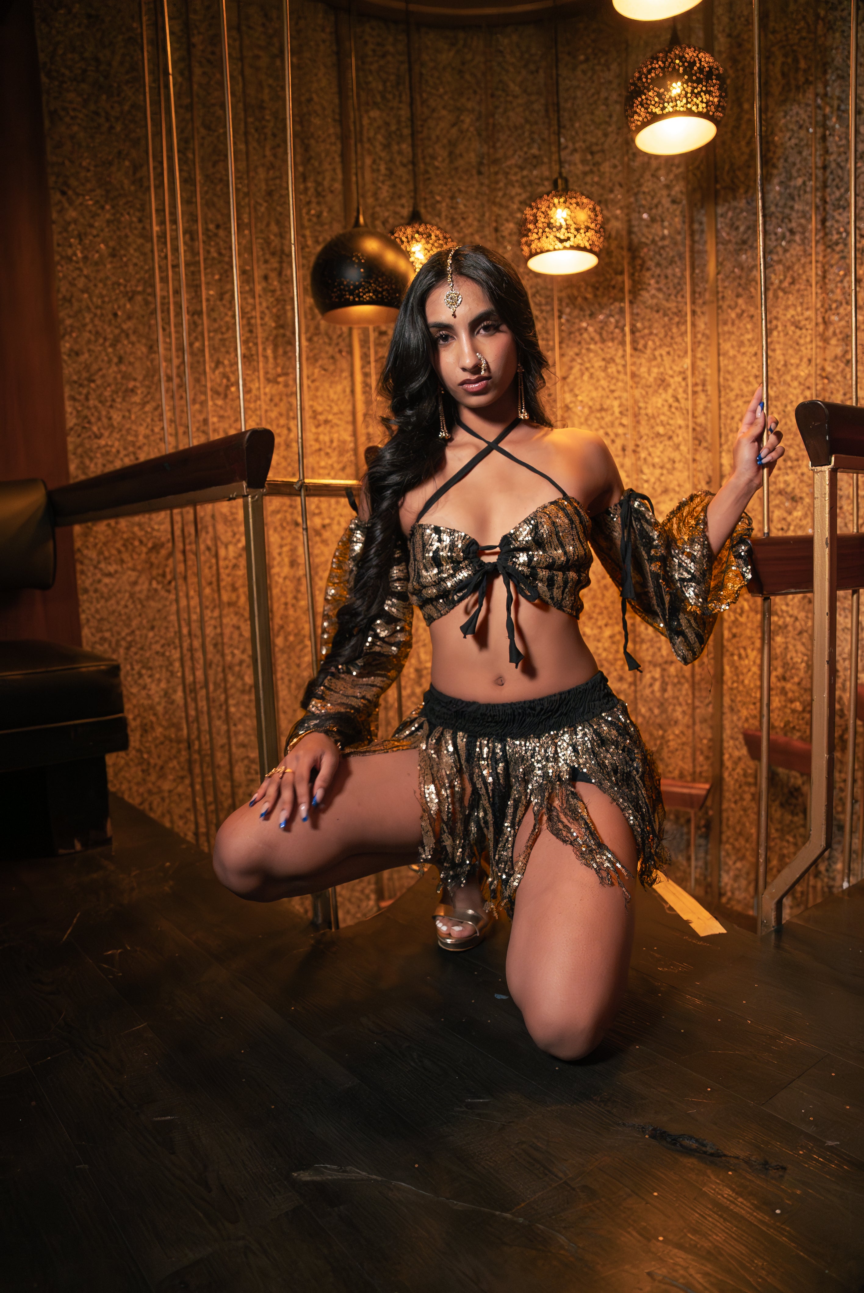 Golden Moonlight Jungle Mini Skirt Set