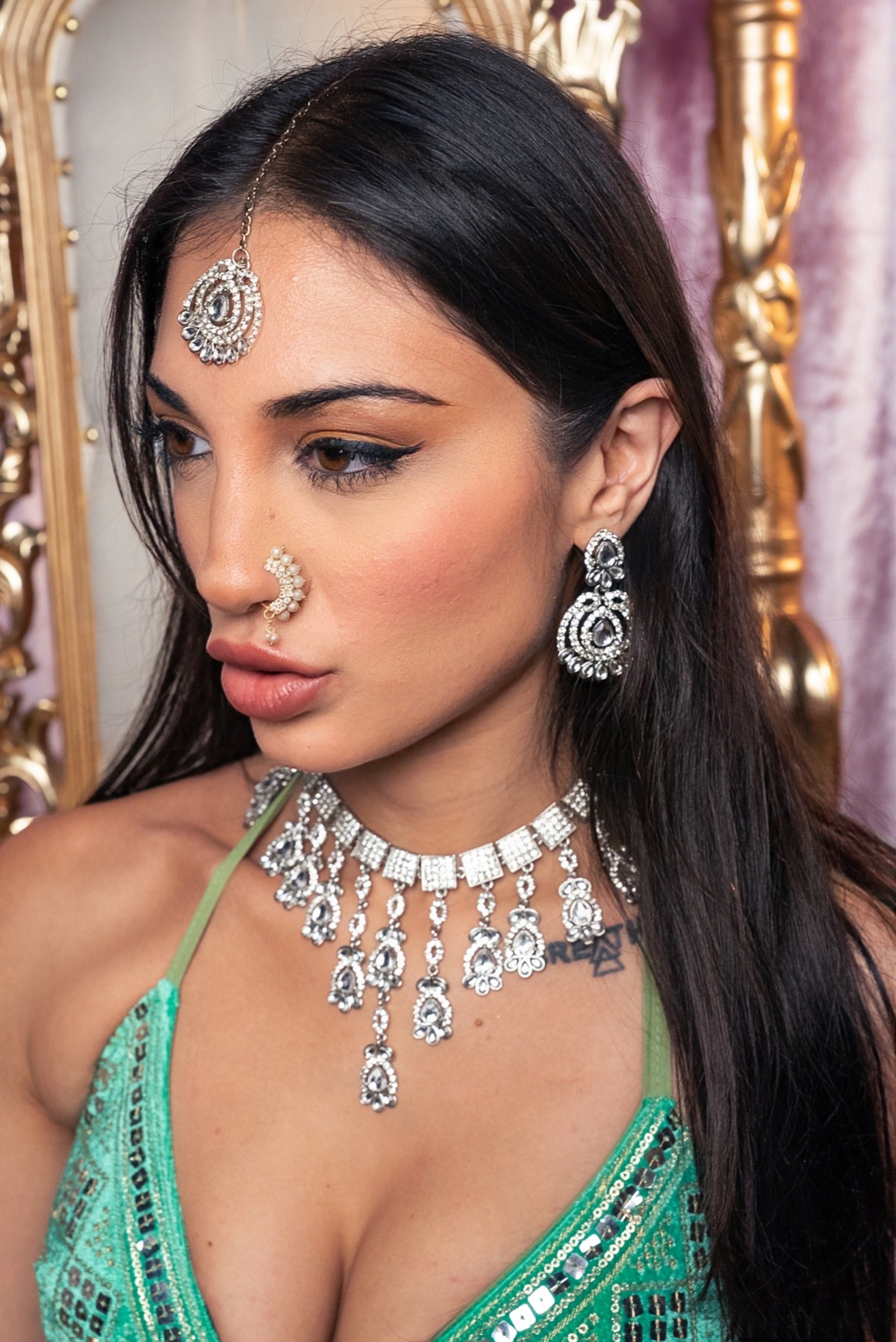 Diamond Drop Necklace Set