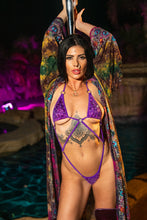 Load image into Gallery viewer, Purple garden Hoodie Kimono

