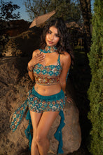 Load image into Gallery viewer, Blue lotus ruffle skirt set
