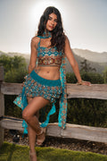 Blue lotus ruffle mini skirt set