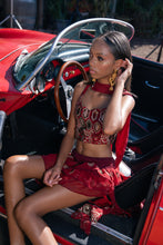 Load image into Gallery viewer, fire lotus ruffle mini skirt set
