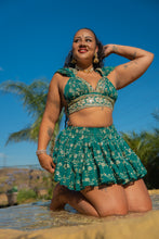 Load image into Gallery viewer, Teal Mermaid Micro Mini skirt set
