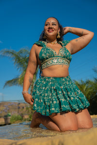 Teal Mermaid Micro Mini skirt set