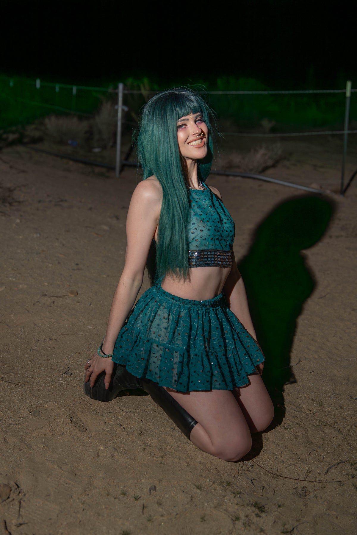 teal mystic Micro Mini Gehr Skirt Set
