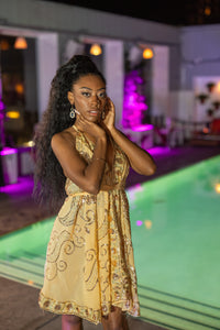 Gold Lotus Mini Magic Dress