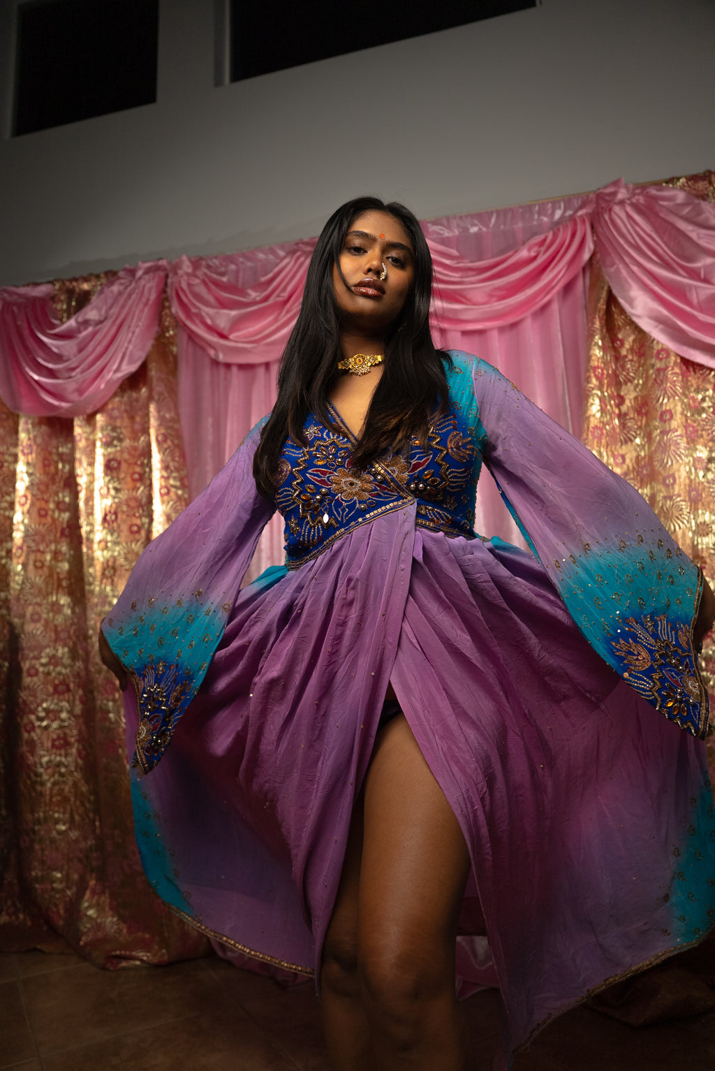 Lavender Dreams Anarkali Kimono Dress