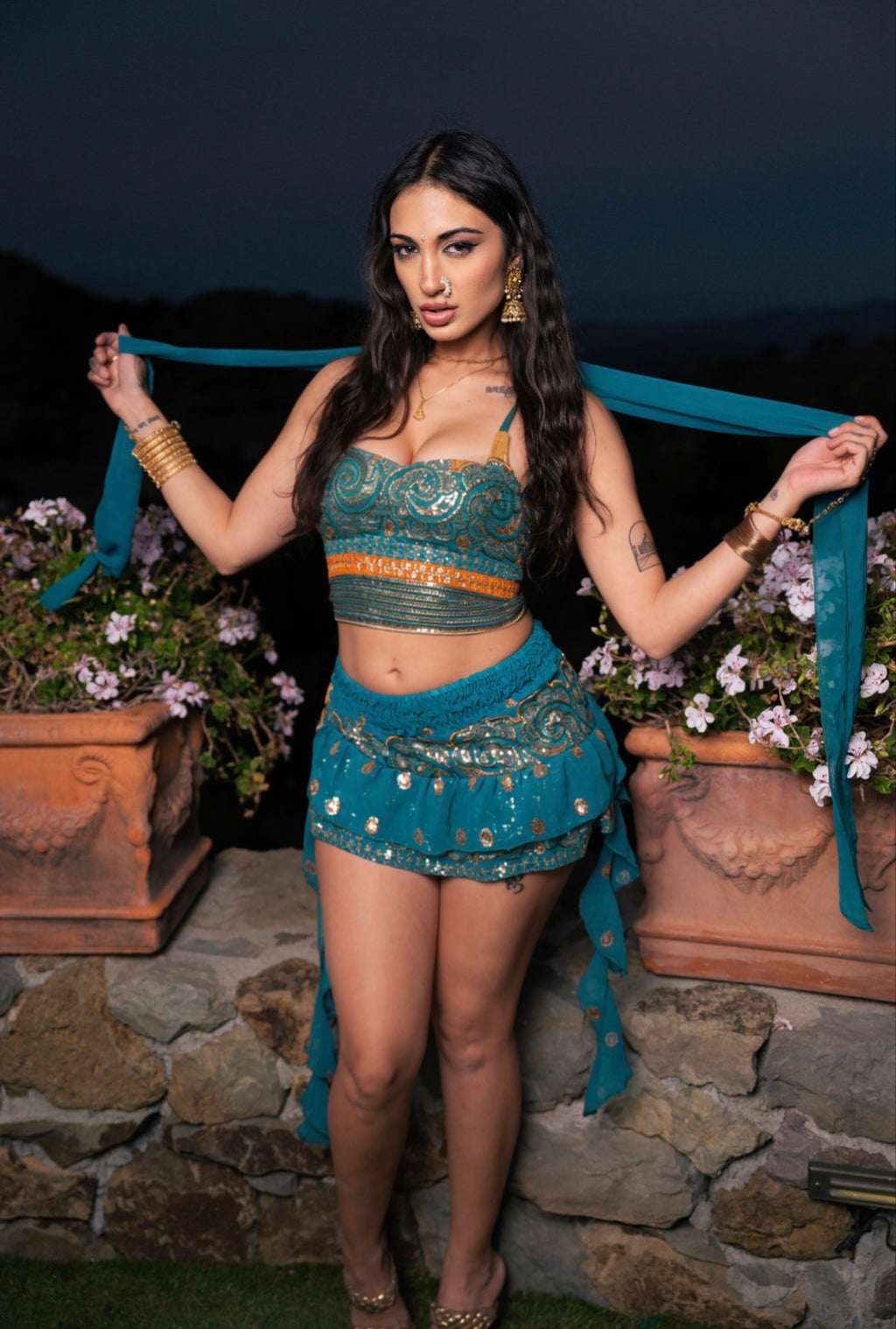 Blue Sun Shakti Mini Skirt Set