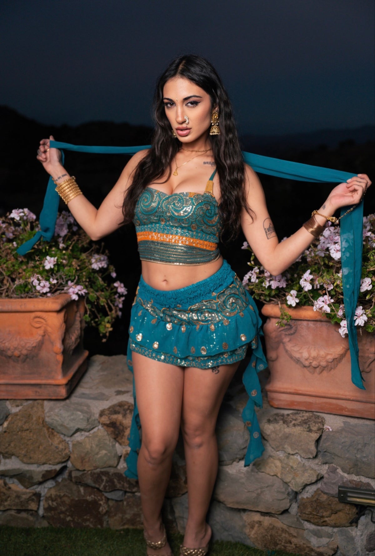 Blue Sun Shakti Mini Skirt Set