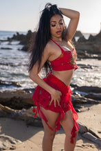 Load image into Gallery viewer, Fire Lotus Ruffle Mini Skirt Set
