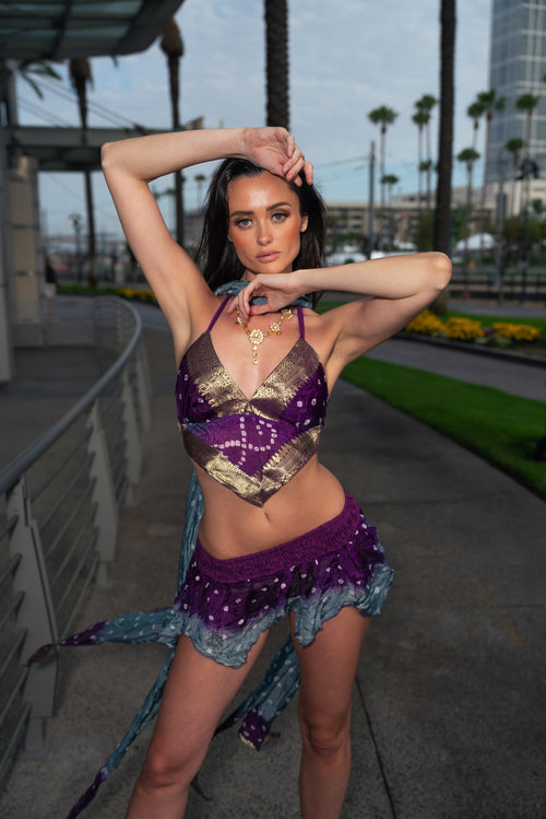 Bandhani Moonstone Micro Mini Butterfly skirt set