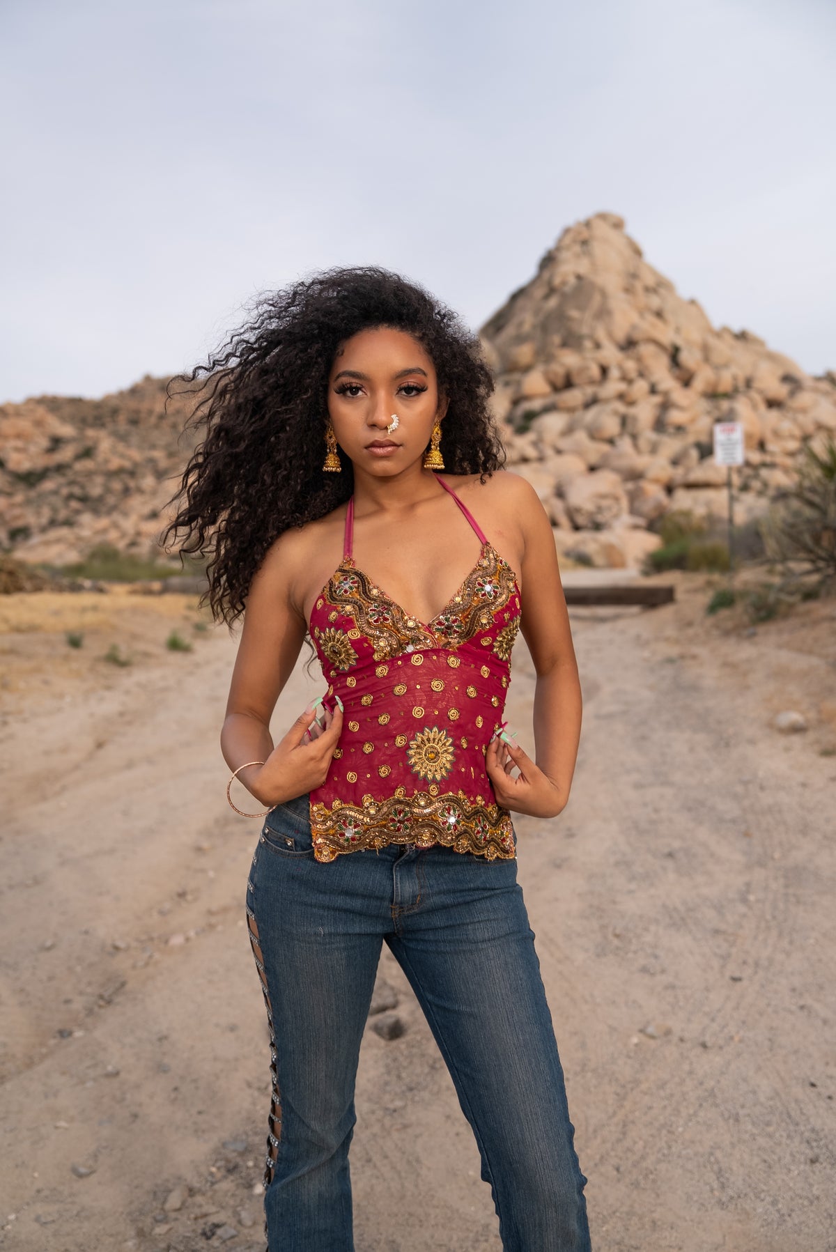 Bohemian roses matching scarf