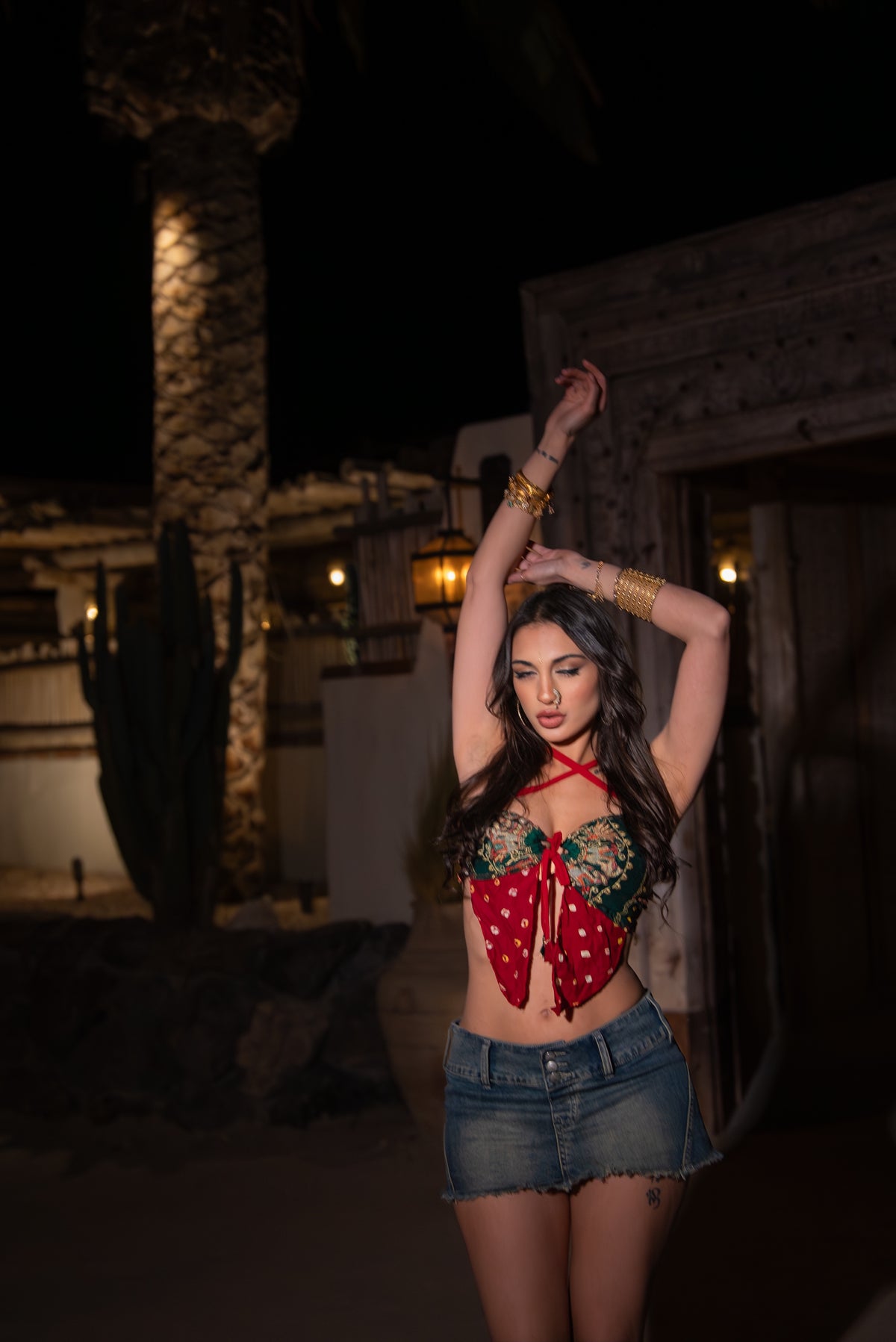 Bandhani dragon pixie top