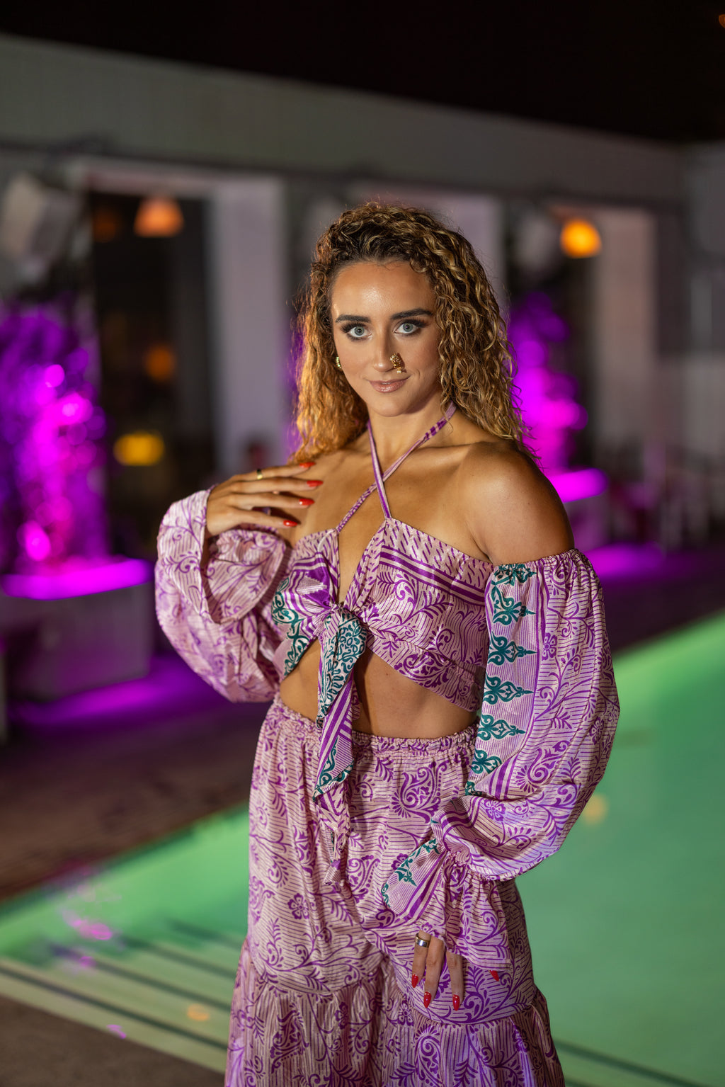 Pastel Bloom Sharara Pants Set