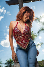 Load image into Gallery viewer, Ruby Velvet Venus Fringe Top
