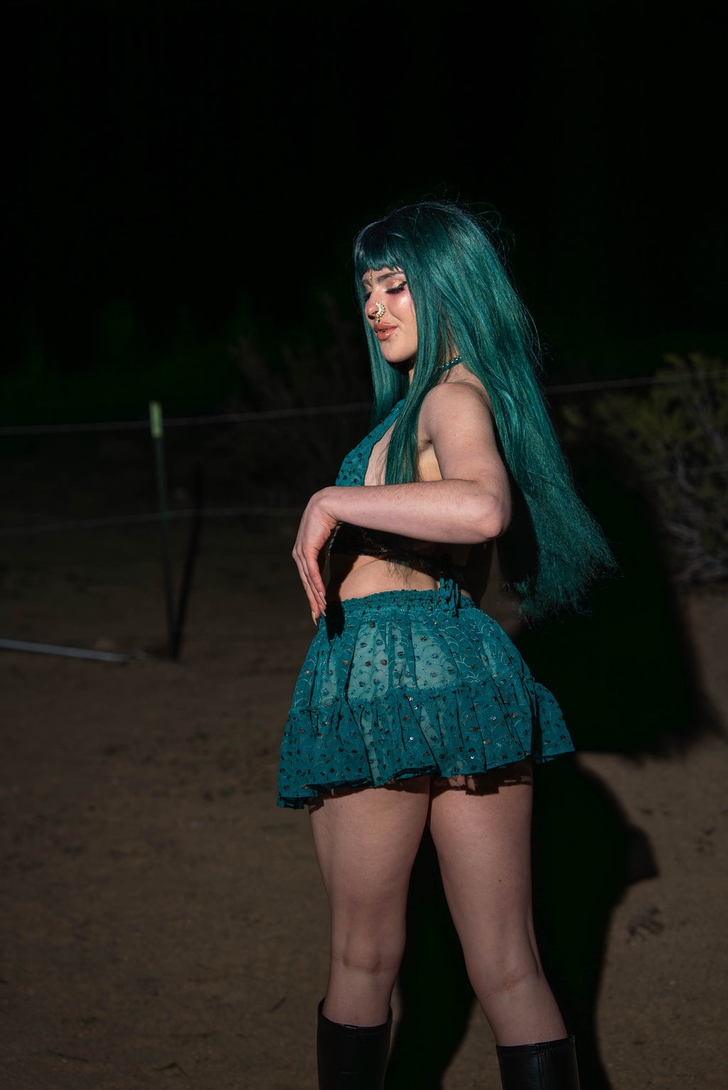 teal mystic Micro Mini Gehr Skirt Set