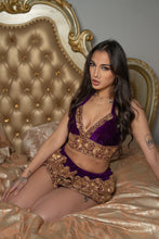 Load image into Gallery viewer, Amethyst Gold Ruffle Mini Skirt Set
