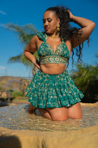 Teal Mermaid Micro Mini skirt set