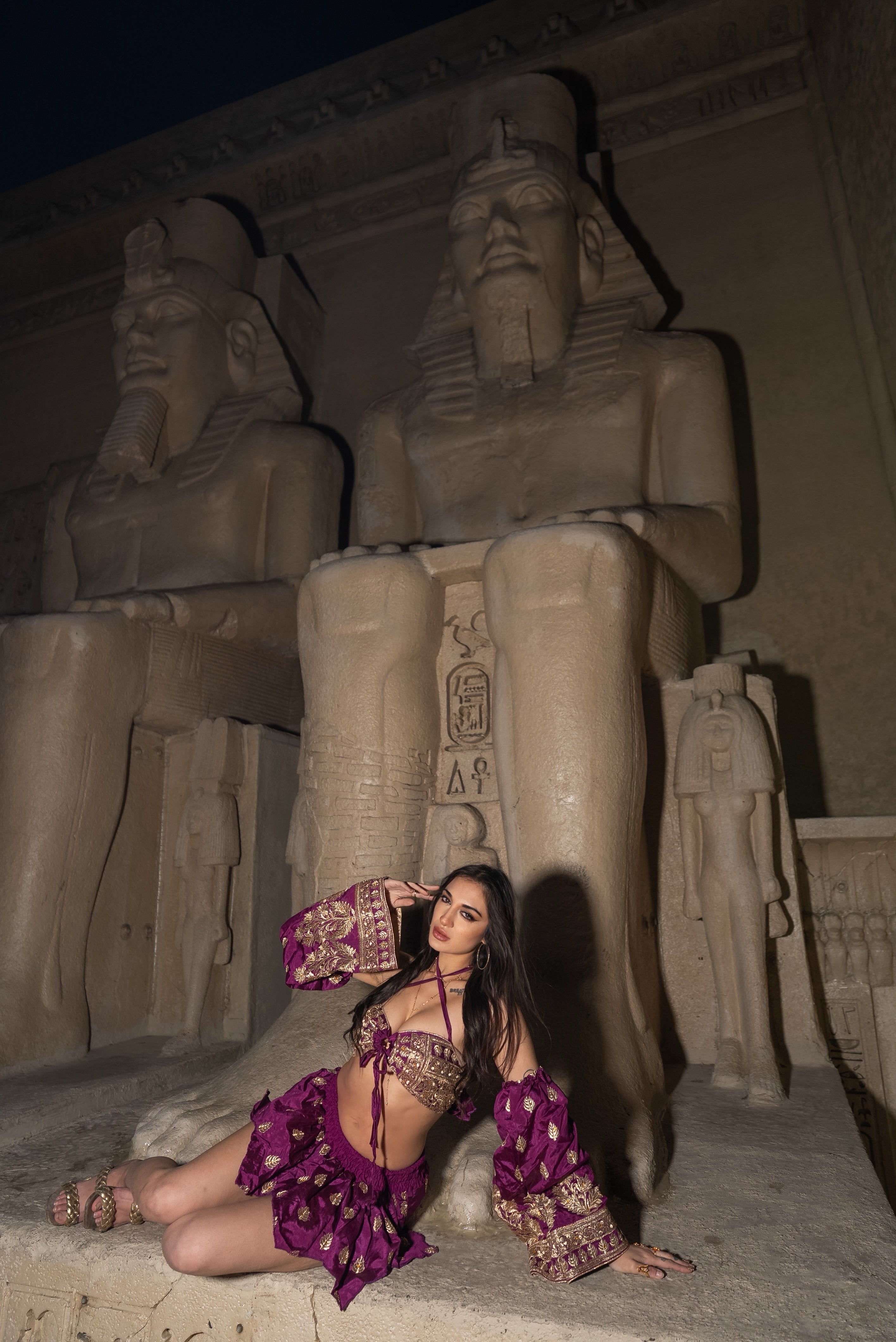 Golden Amethyst Lotus Mini Skirt Set