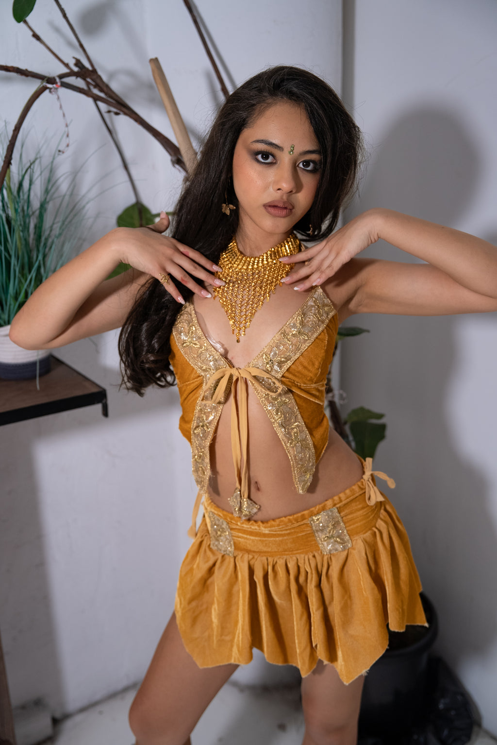 Golden Dynasty Lotus Skirt Set (petite XS)