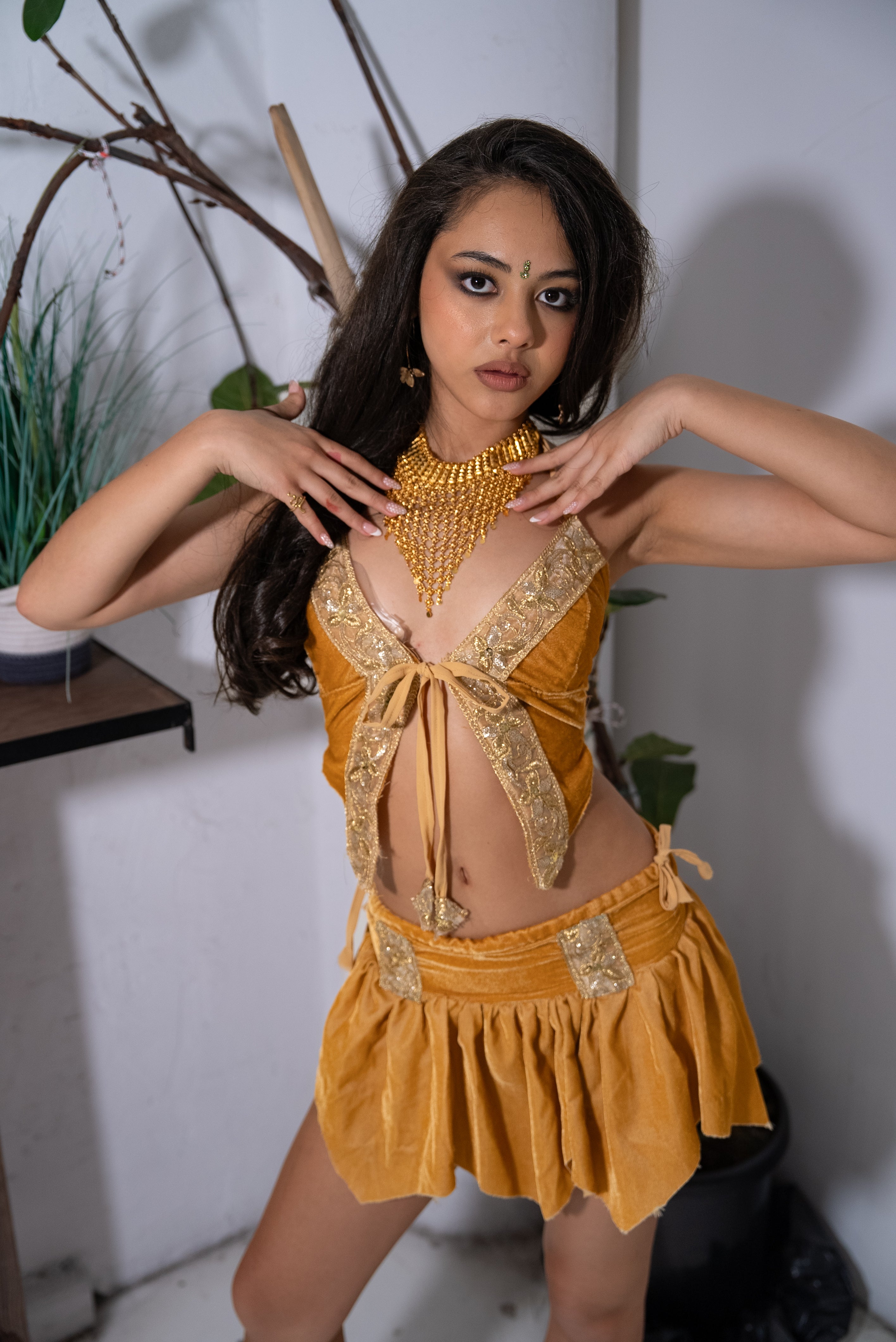 Golden Dynasty Lotus Skirt Set (petite XS)
