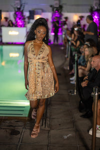 Gold Lotus Mini Magic Dress