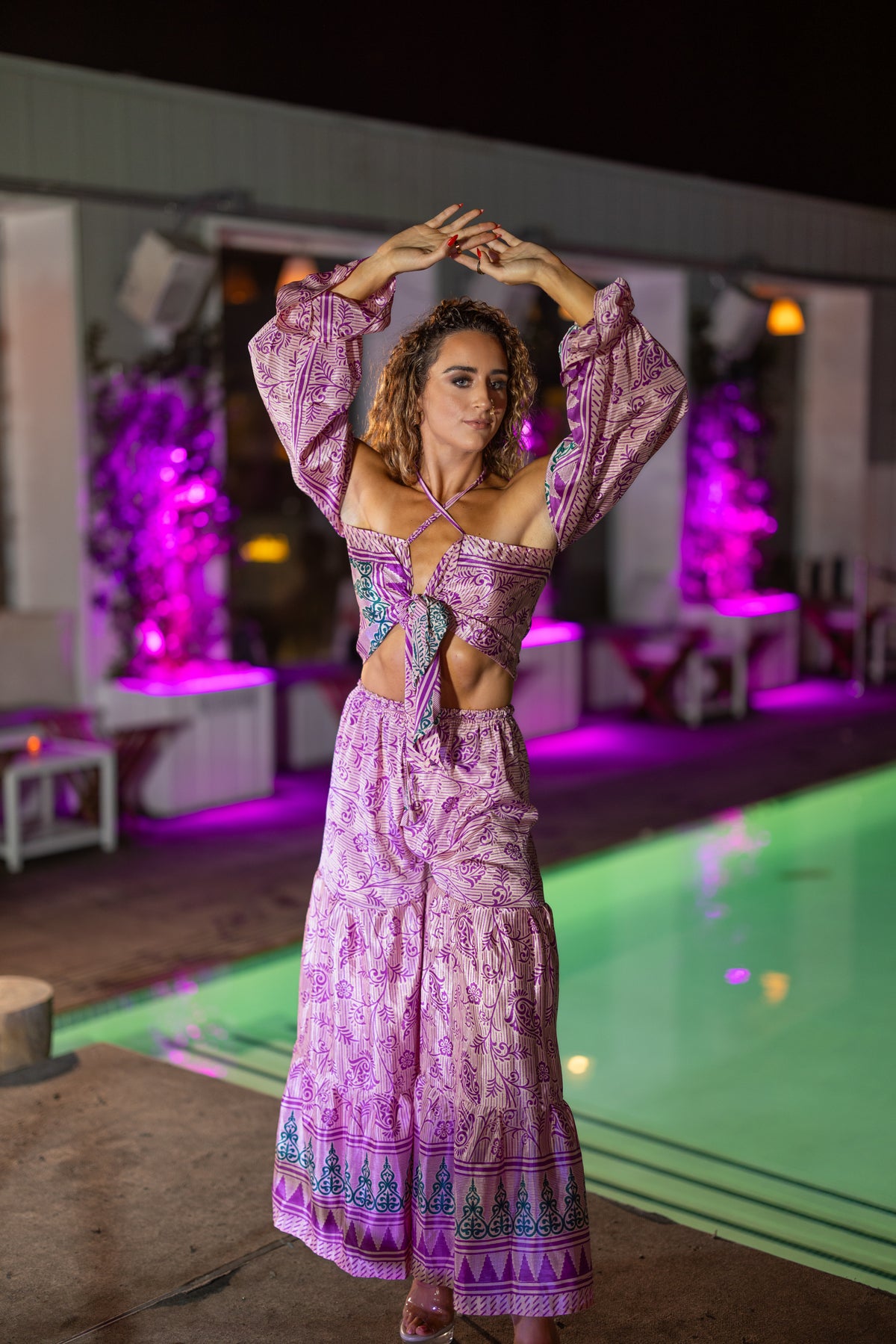 Pastel Bloom Sharara Pants Set