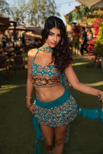 Load image into Gallery viewer, Blue lotus ruffle skirt set
