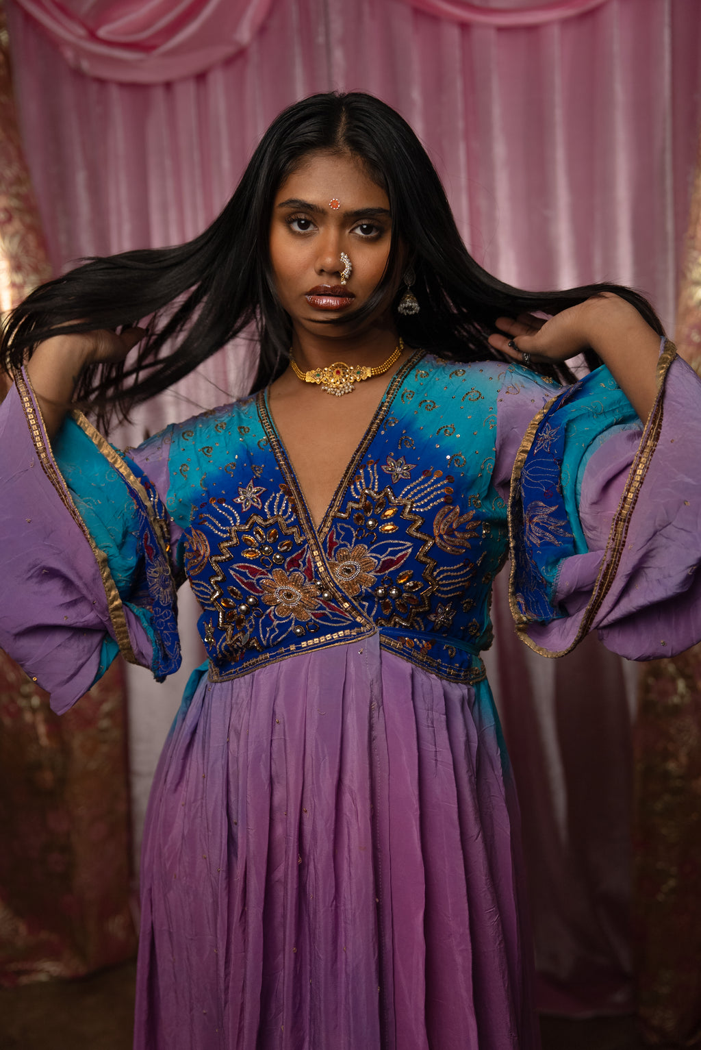 Lavender Dreams Anarkali Kimono Dress