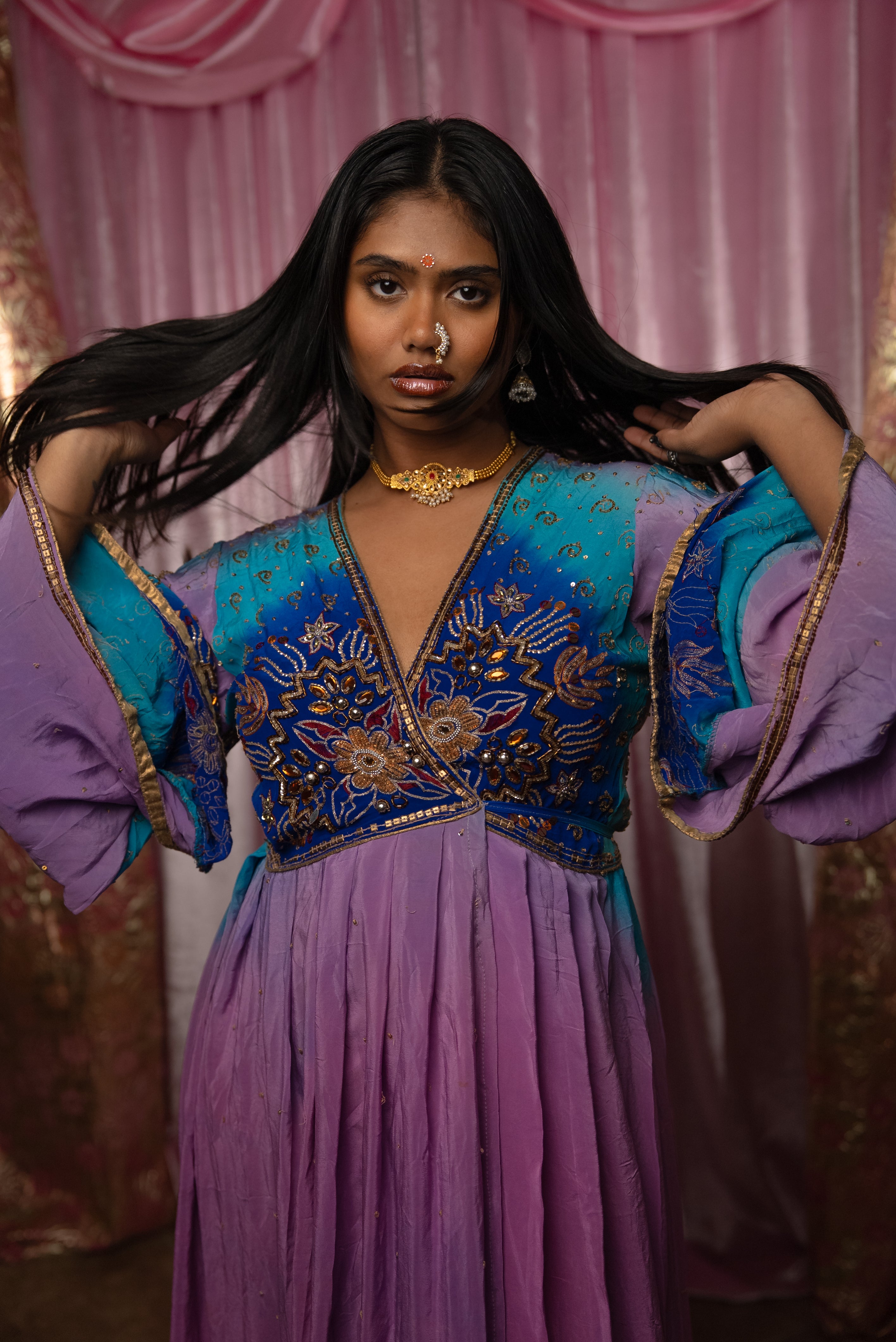 Lavender Dreams Anarkali Kimono Dress