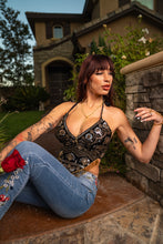 Load image into Gallery viewer, Velour Black Venus Sequin Top

