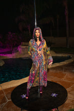 Load image into Gallery viewer, Purple garden Hoodie Kimono
