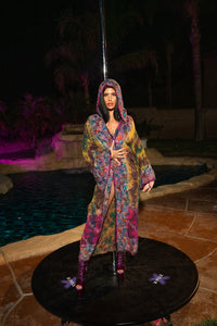 Purple garden Hoodie Kimono