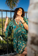 Load image into Gallery viewer, Turquoise Lotus Babydoll Dress
