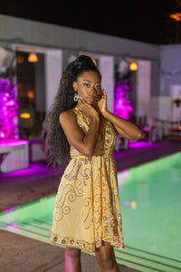 Gold Lotus Mini Magic Dress