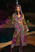 Load image into Gallery viewer, Purple garden Hoodie Kimono
