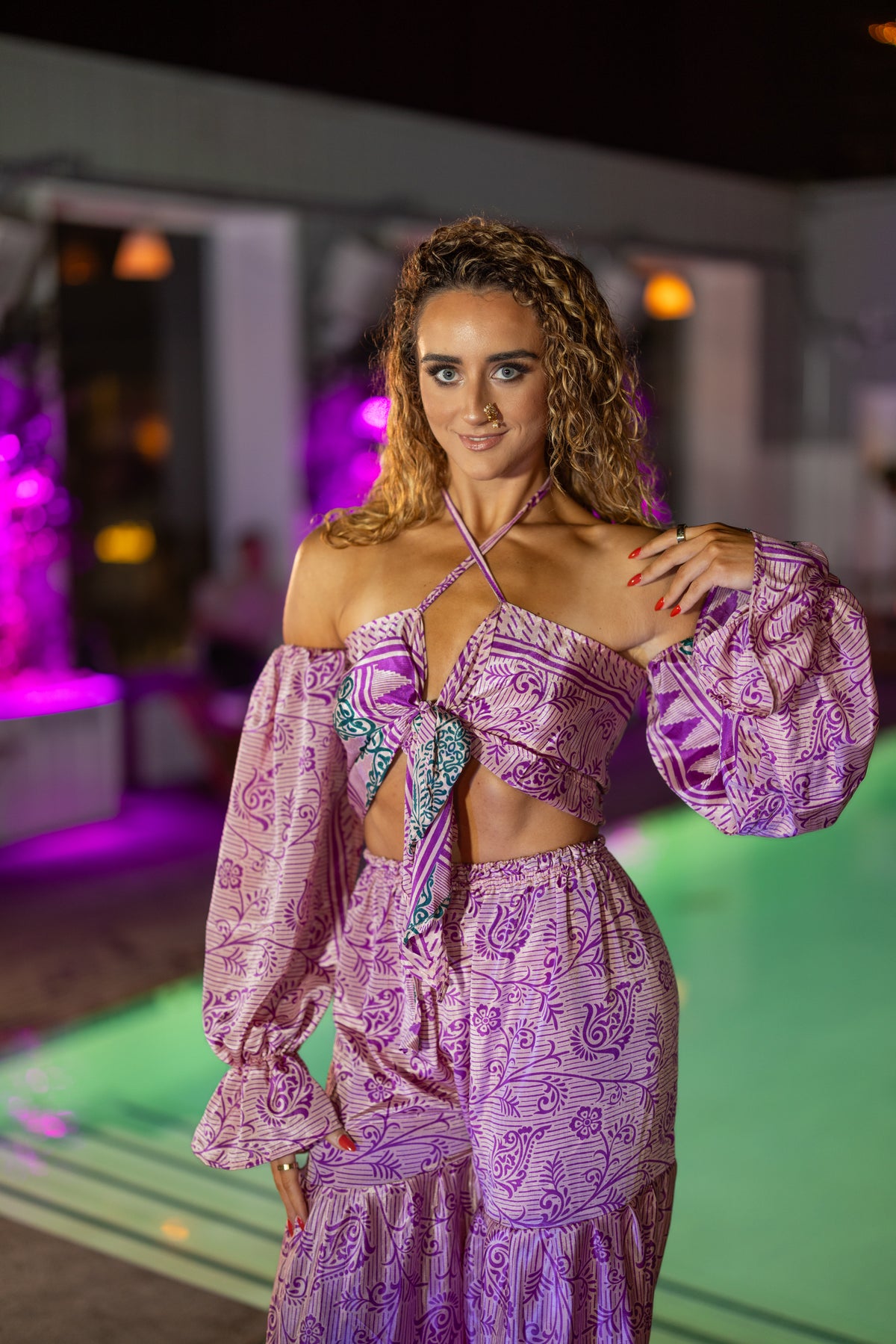 Pastel Bloom Sharara Pants Set