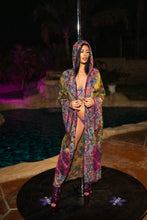 Load image into Gallery viewer, Purple garden Hoodie Kimono
