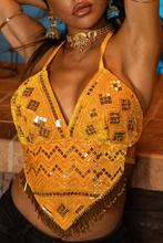 Load image into Gallery viewer, Sun Goddess Yellow Venus Sequin Top

