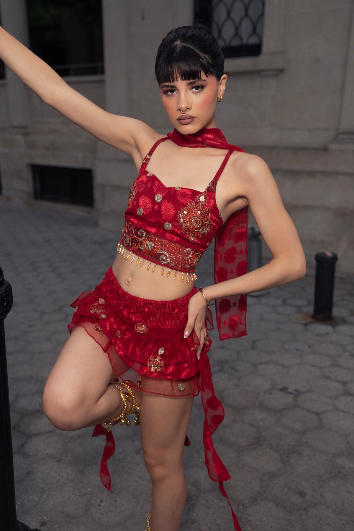 Ruby Road Ruffle Mini Skirt Set