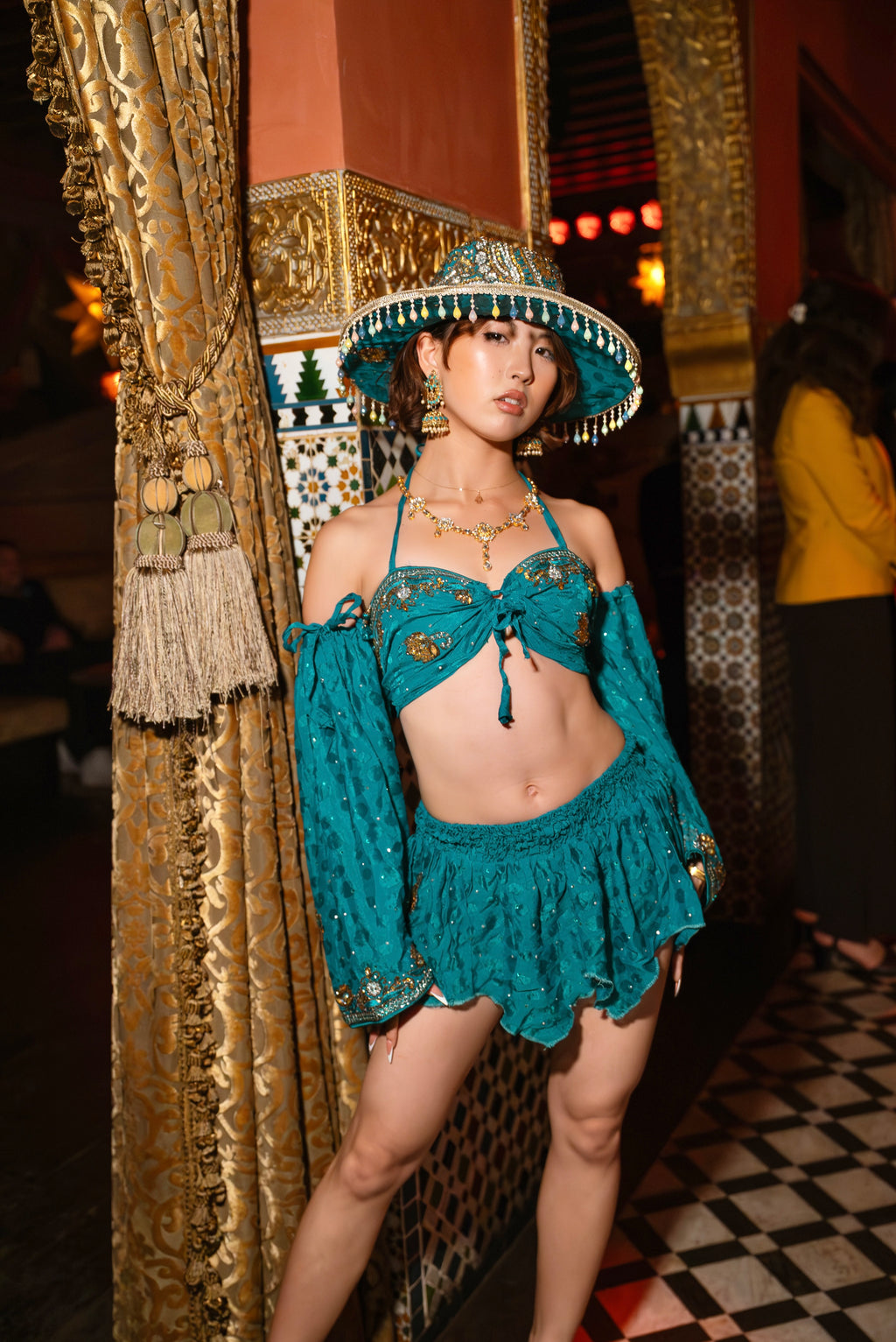 Turquoise Alchemy Lotus Mini Skirt Set